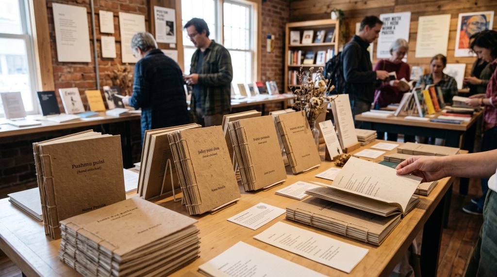 Pameran Buku Puisi Indie Berbalut Sampul Jahit Tangan: Apresiasi Kata dalam Lembaran Bertekstur